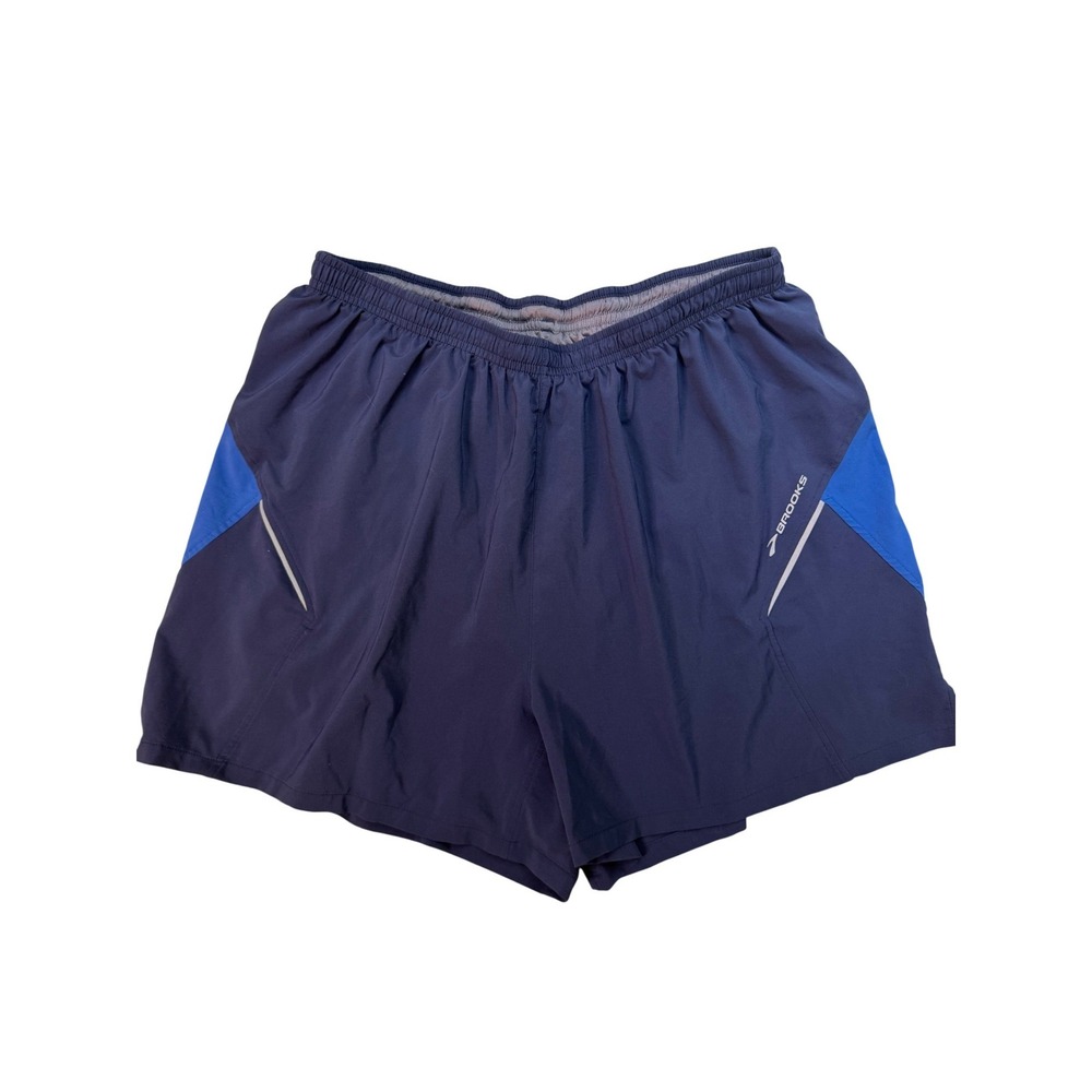 Brooks Mens Equilibrium Technology Running Shorts Navy Blue L Athletic Pockets